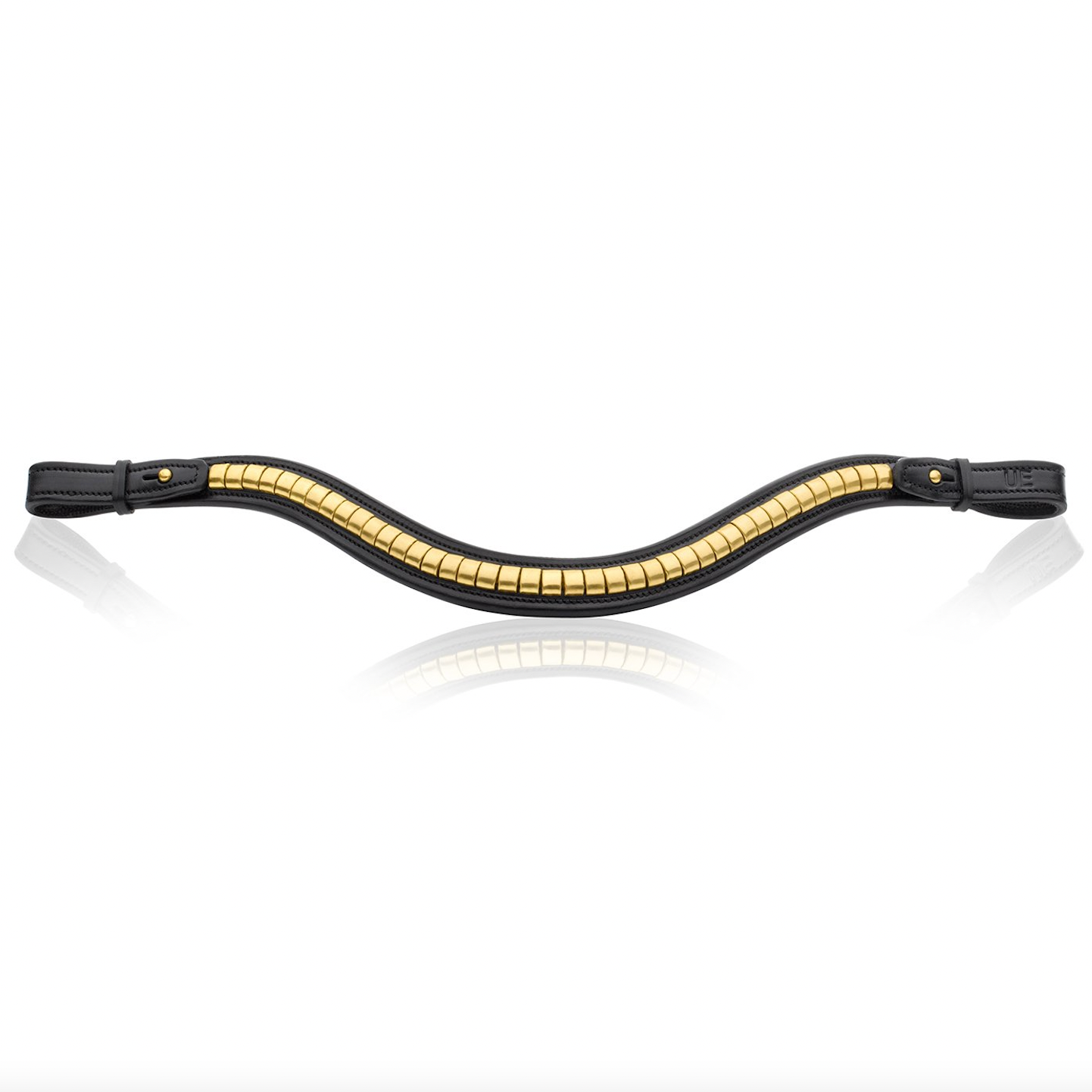 Utzon Equestrian Stirnriemen Browband Clinchers Nieten schwarz gold