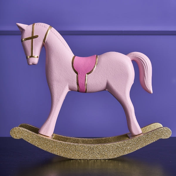 Schaukelpferd „Goldene Weihnachten“ (Rosa)