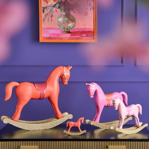 Schaukelpferd „Goldene Weihnachten“ – Groß (Orange)